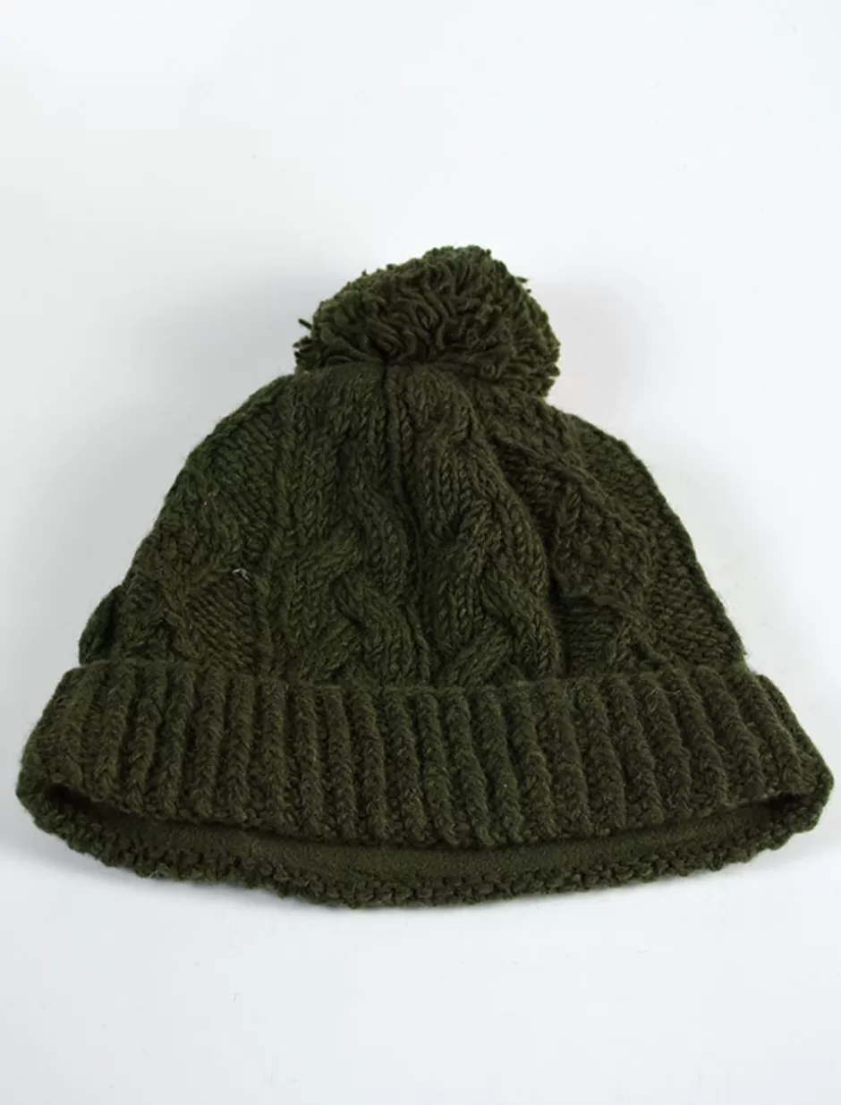 Irish Wool Hats<Glenaran Aran Fleece Lined Rib Cap with Bobble