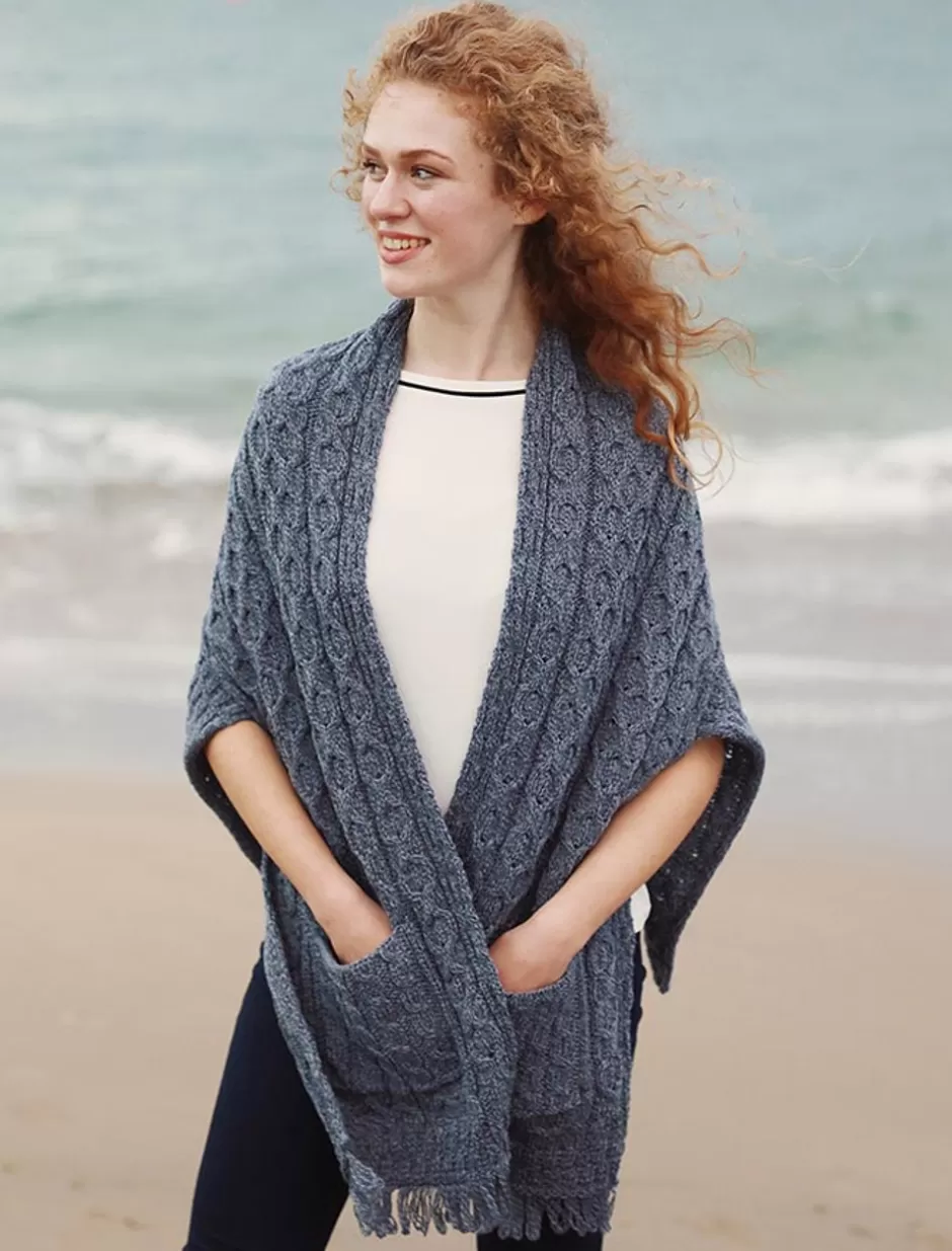 Ponchos, Capes & Shawls<Glenaran Aran Shawl Wrap with Pockets