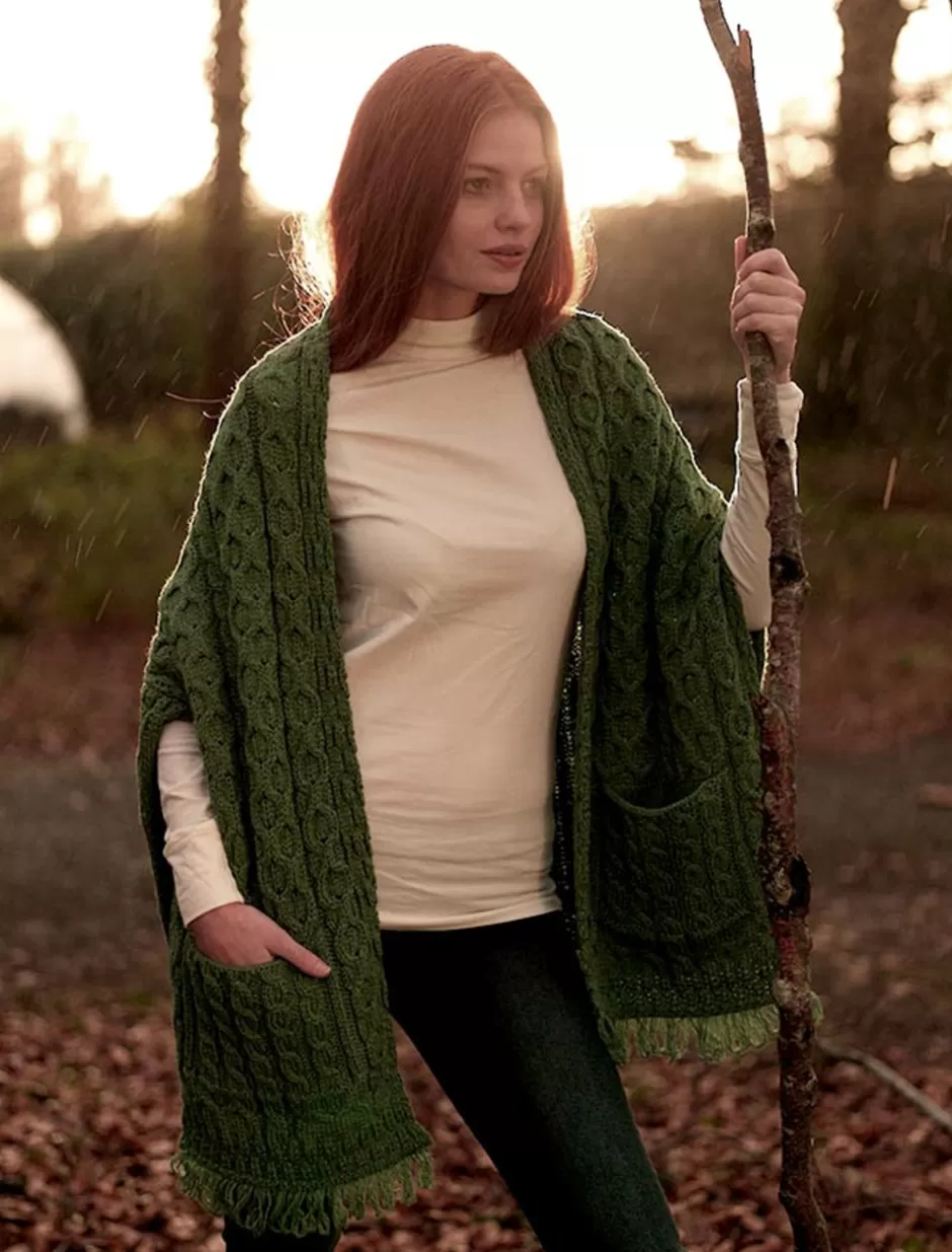 Ponchos, Capes & Shawls<Glenaran Aran Shawl Wrap with Pockets