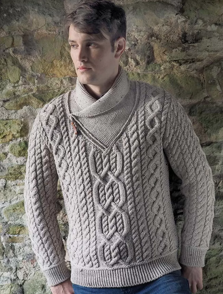 Sweaters<Glenaran Aran Zip Shawl Neck Sweater