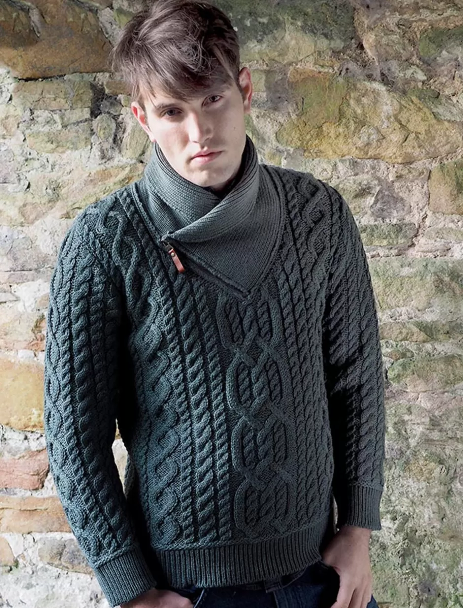 Sweaters<Glenaran Aran Zip Shawl Neck Sweater