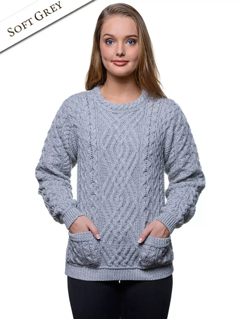 Sweaters<Glenaran Cable Crew Neck Sweater with Pockets