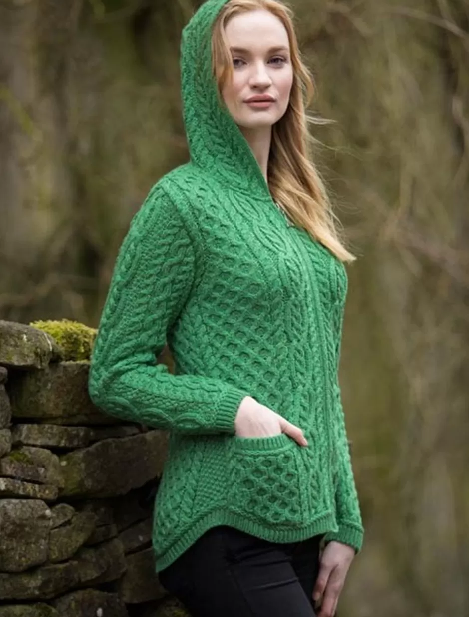 Cardigans, Jackets & Coatigans<Glenaran Cable Knit Hoodie with Celtic Knot Zipper Pull