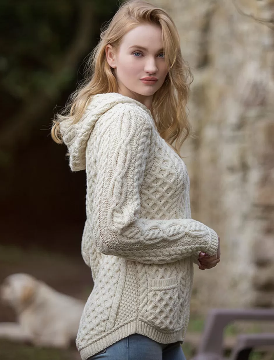 Cardigans, Jackets & Coatigans<Glenaran Cable Knit Hoodie with Celtic Knot Zipper Pull