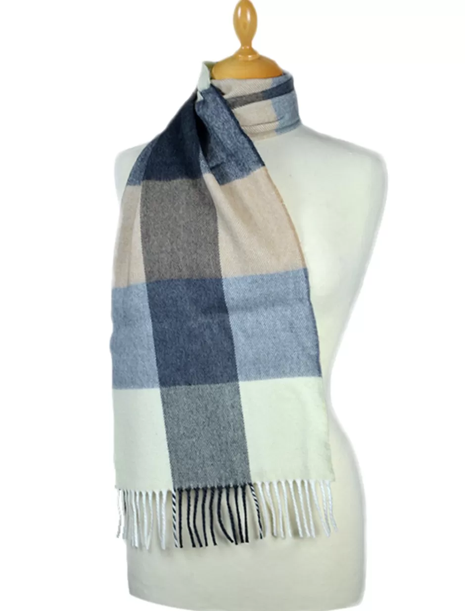 Plaid & Tartan Scarves<Glenaran Fine Merino Check Scarf - Cream Grey Beige