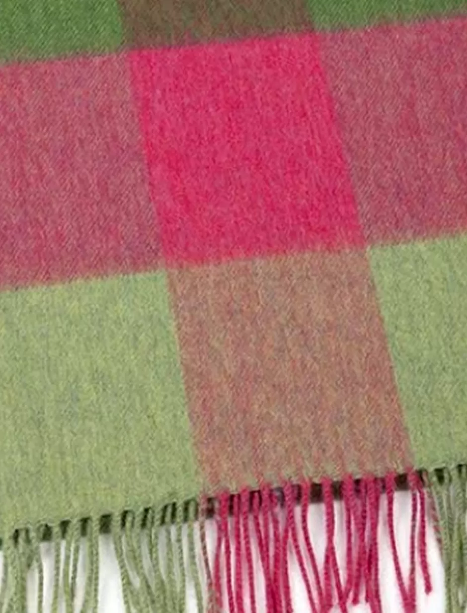 Plaid & Tartan Scarves<Glenaran Fine Merino Check Scarf - Watermelon Pink Green