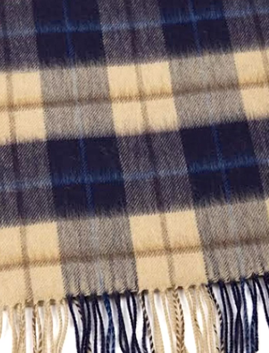 Plaid & Tartan Scarves | Plaid & Tartan Scarves<Glenaran Fine Merino Plaid Scarf - Beige Navy