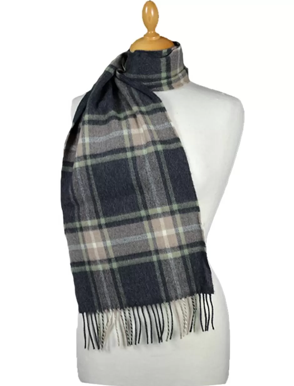 Plaid & Tartan Scarves | Plaid & Tartan Scarves<Glenaran Fine Merino Plaid Scarf - Charcoal Tan Green