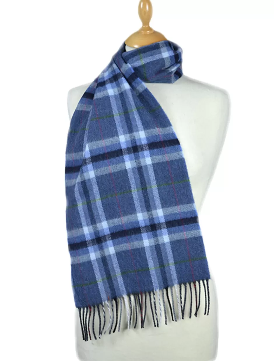 Plaid & Tartan Scarves | Plaid & Tartan Scarves<Glenaran Fine Merino Plaid Scarf - Denim