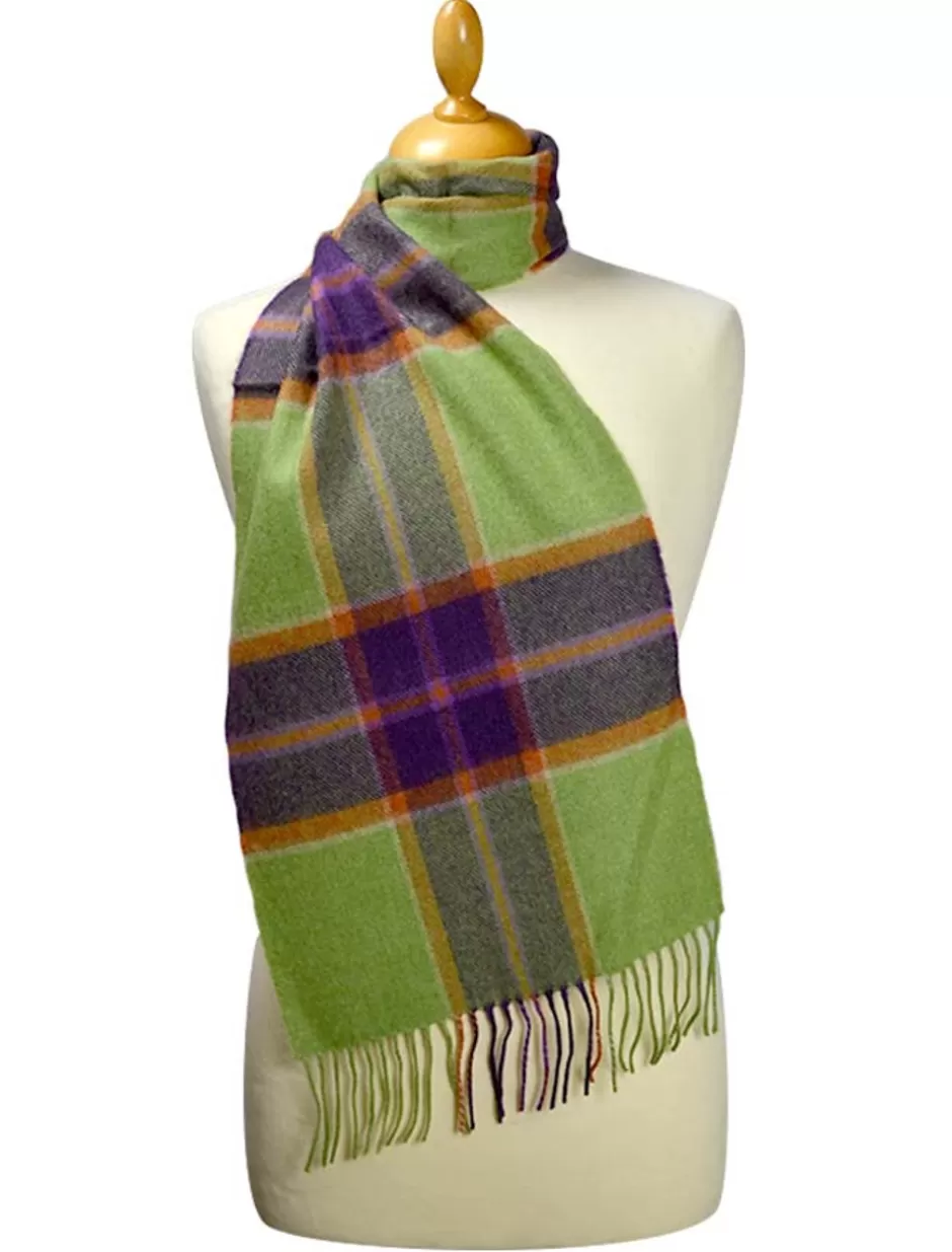 Plaid & Tartan Scarves | Plaid & Tartan Scarves<Glenaran Fine Merino Plaid Scarf - Green Purple Plaid- DISCONTINUED