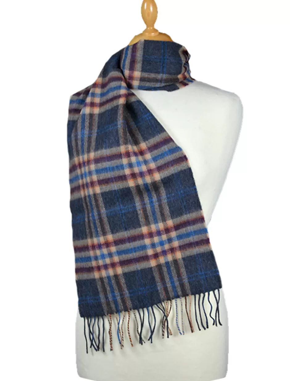 Plaid & Tartan Scarves | Plaid & Tartan Scarves<Glenaran Fine Merino Plaid Scarf - Grey Beige Cranberry