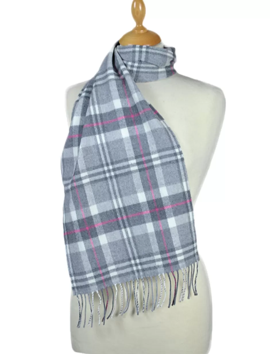 Plaid & Tartan Scarves<Glenaran Fine Merino Plaid Scarf - Grey Pink