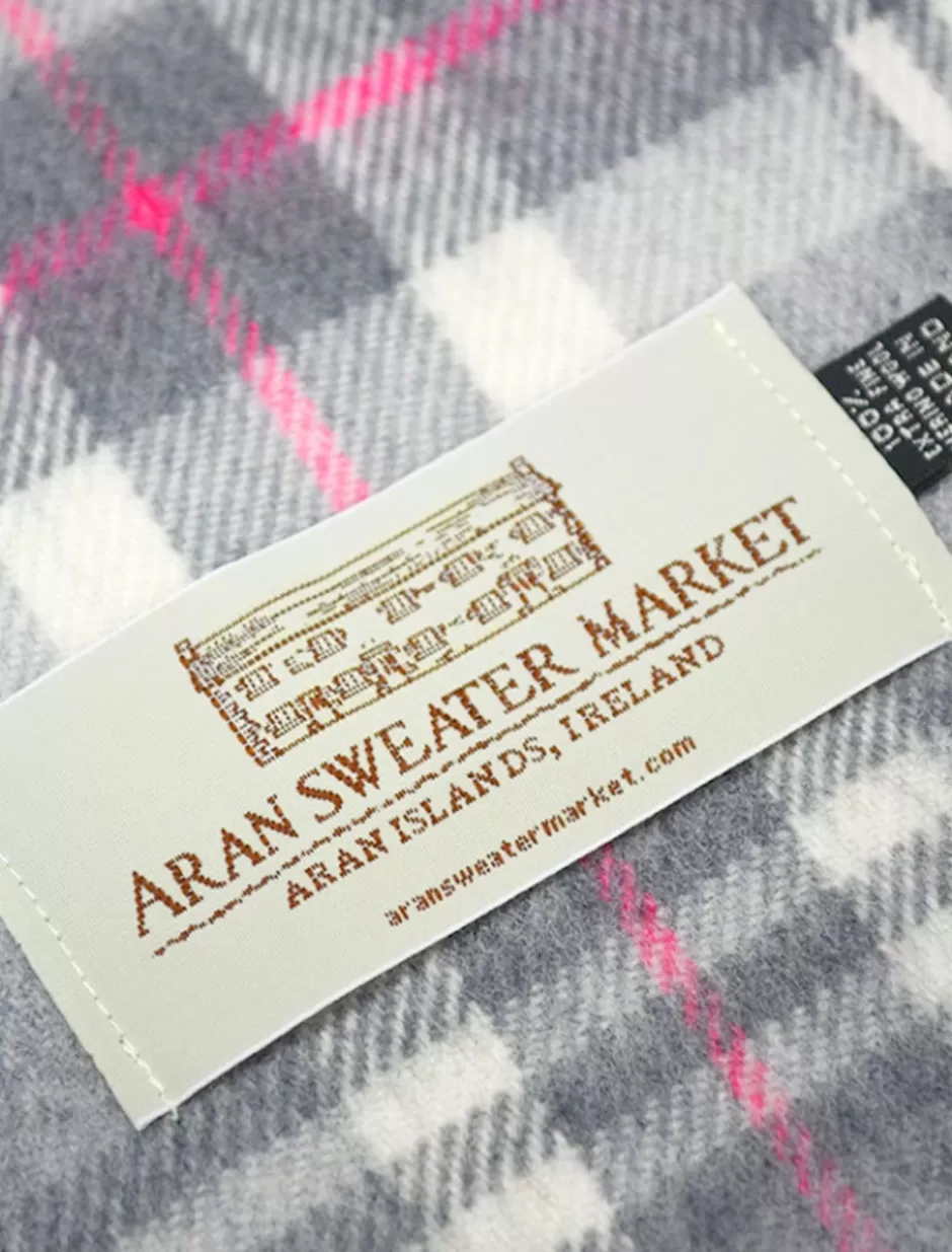 Plaid & Tartan Scarves<Glenaran Fine Merino Plaid Scarf - Grey Pink