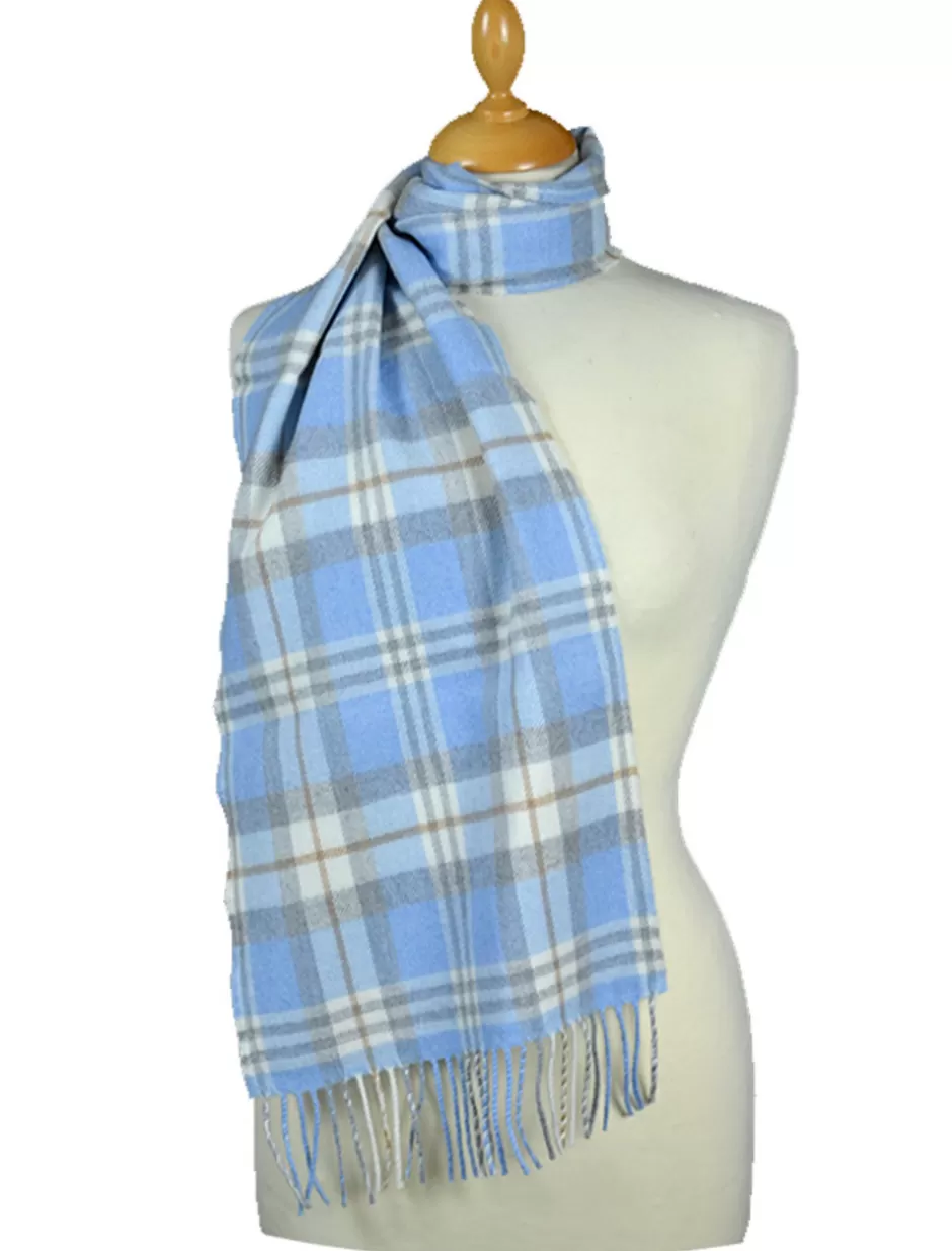 Plaid & Tartan Scarves | Plaid & Tartan Scarves<Glenaran Fine Merino Plaid Scarf - Light Blue Grey