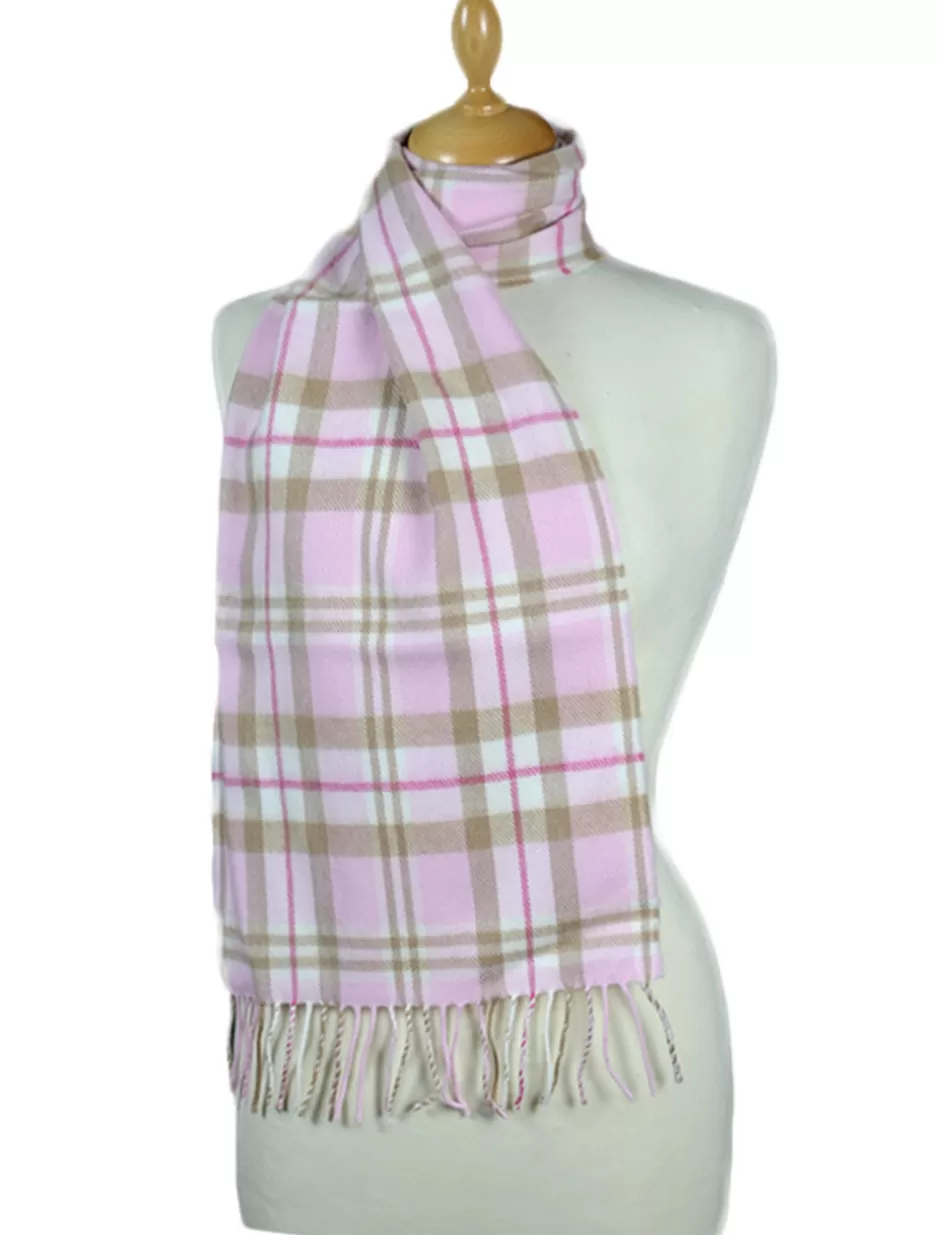 Plaid & Tartan Scarves<Glenaran Fine Merino Plaid Scarf - Pink Camel