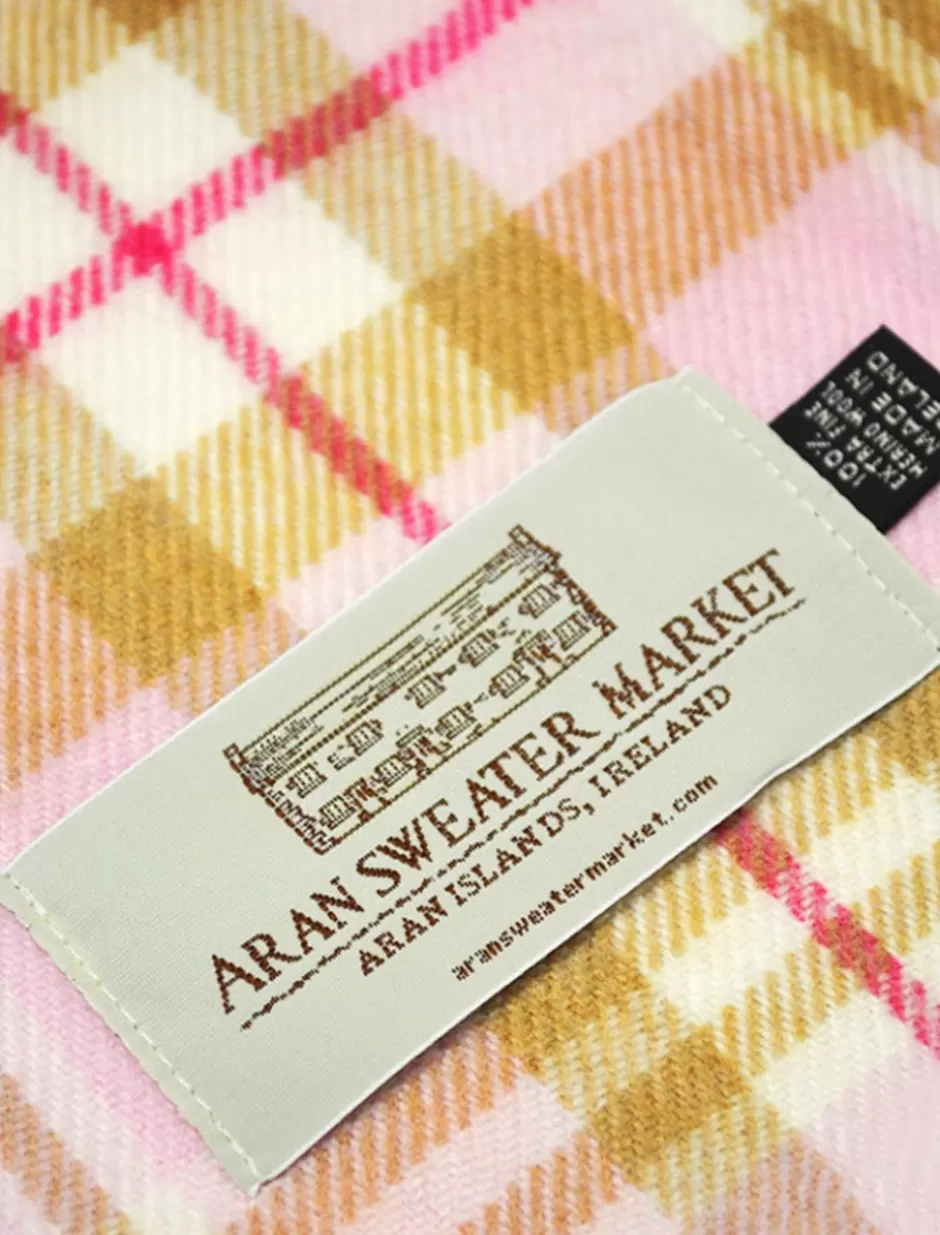 Plaid & Tartan Scarves<Glenaran Fine Merino Plaid Scarf - Pink Camel