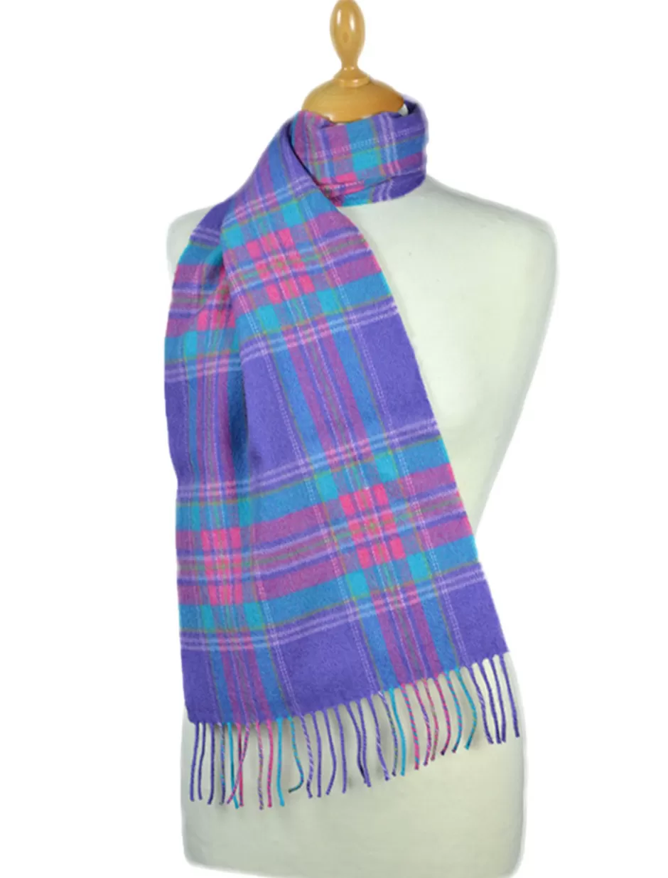 Plaid & Tartan Scarves<Glenaran Fine Merino Plaid Scarf - Purple Blue Pink- DISCONTINUED