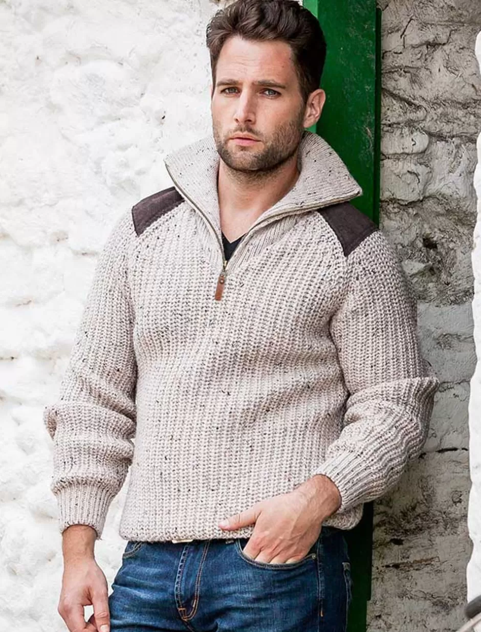 Sweaters<Glenaran Fisherman's Half Zip Sweater with Patches