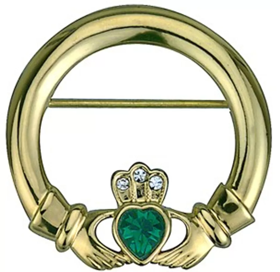 Jewelry | Jewelry<Glenaran Gold Plated Claddagh Brooch with Stone