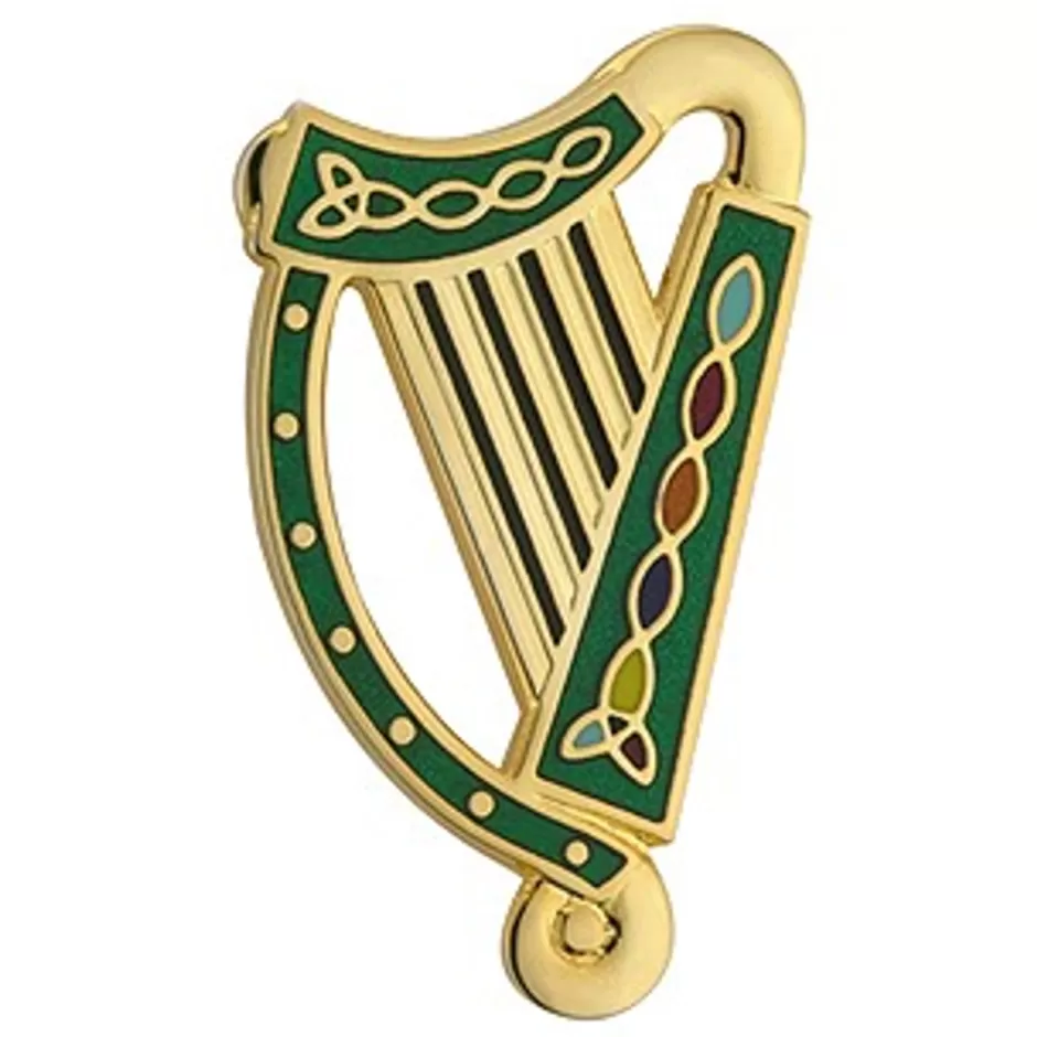 Jewelry | Jewelry<Glenaran Gold Plated Harp Brooch - Green