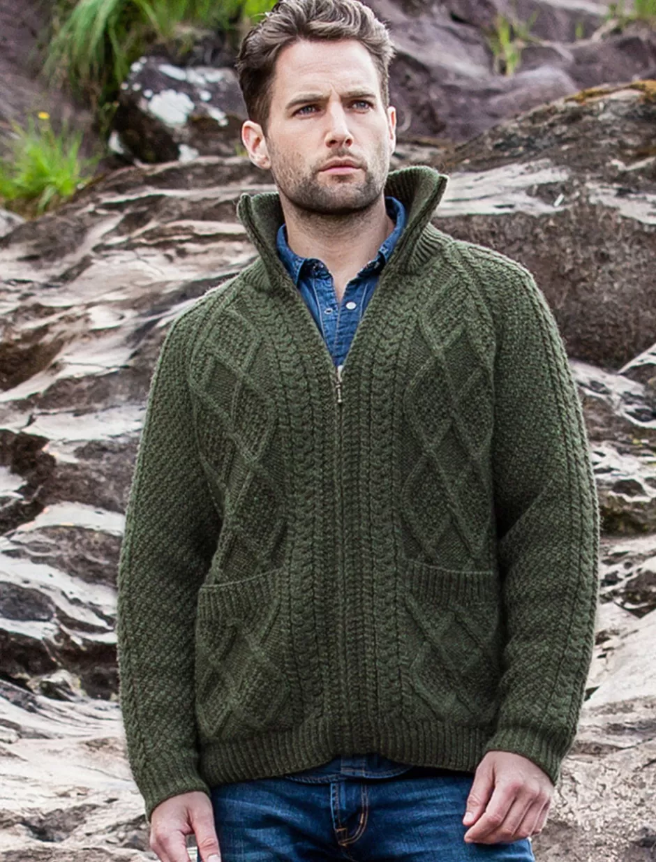 Cardigans, Jackets & Coats<Glenaran Hand Knit Zipper Cardigan with Pockets