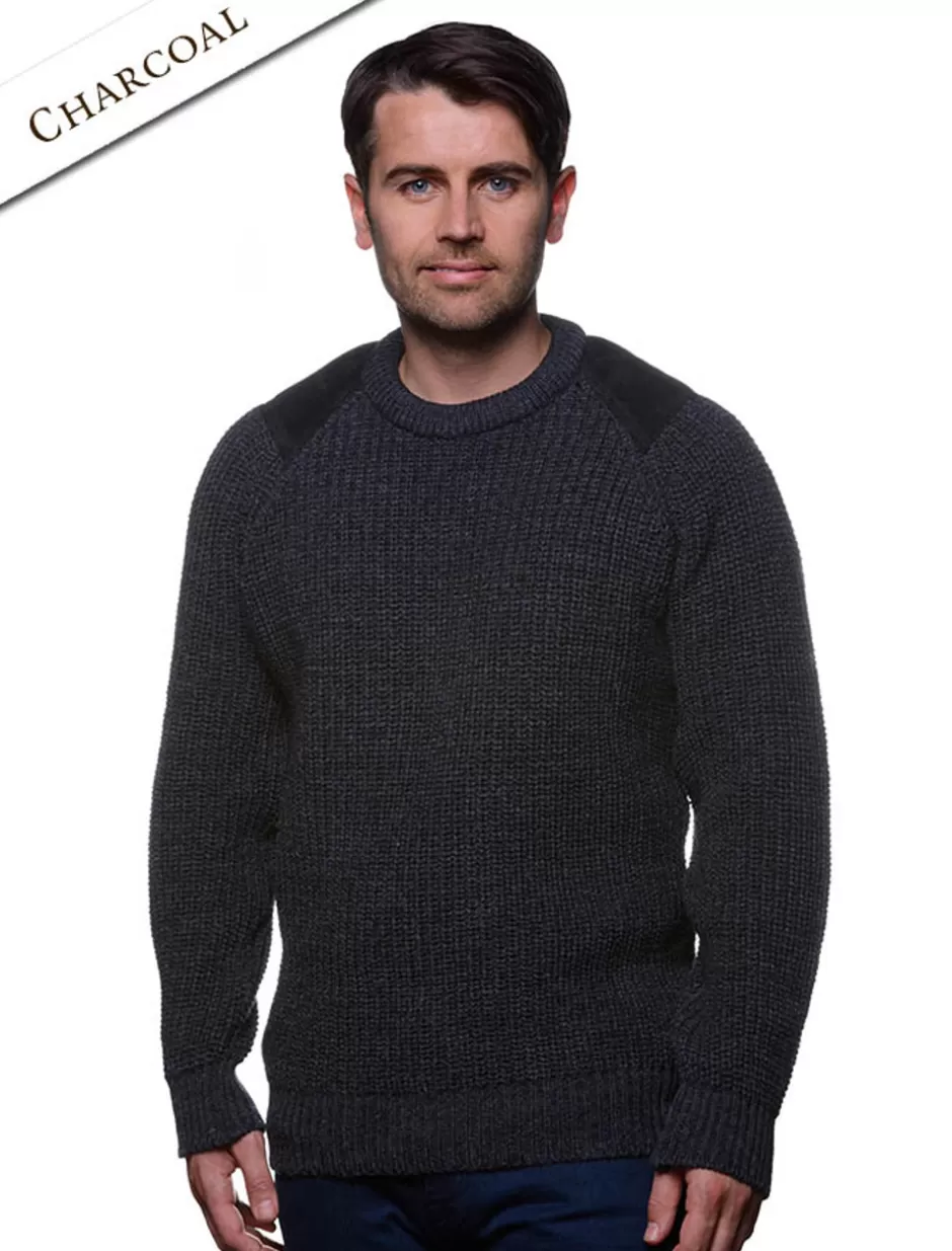 Sweaters<Glenaran Irish Fishermans Ribbed Sweater with Patches