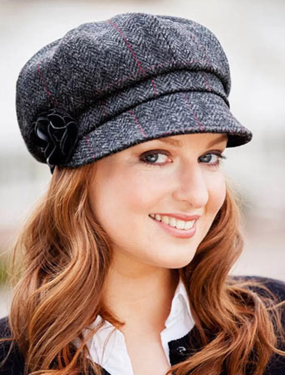 Caps & Hats<Glenaran Ladies Newsboy Hat - Charcoal Plaid