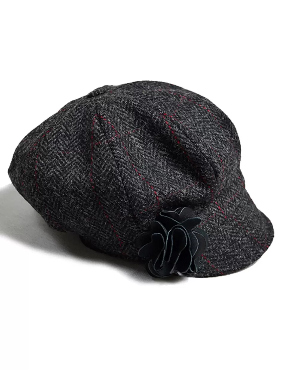 Caps & Hats<Glenaran Ladies Newsboy Hat - Charcoal Plaid