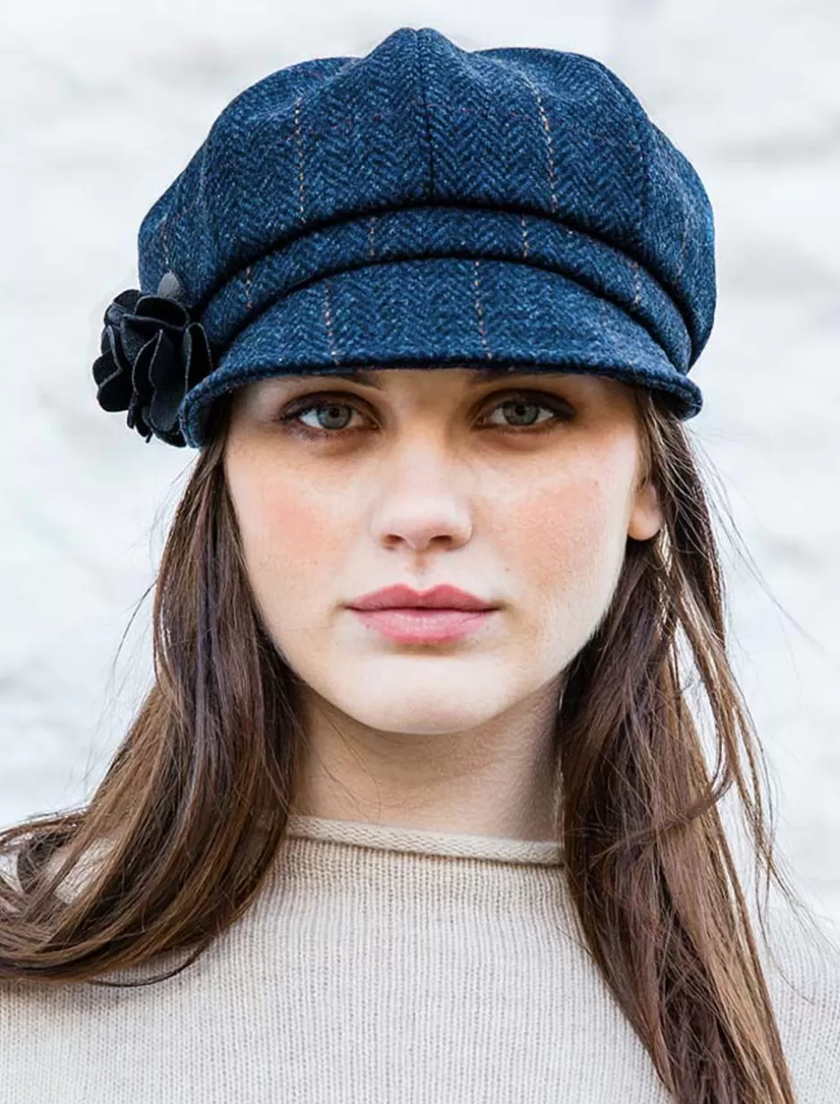 Caps & Hats<Glenaran Ladies Tweed Newsboy Hat - Dark Denim