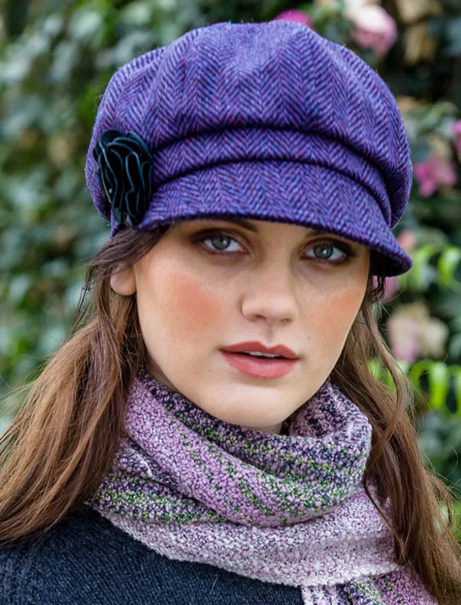 Caps & Hats<Glenaran Ladies Tweed Newsboy Hat - Dark Purple