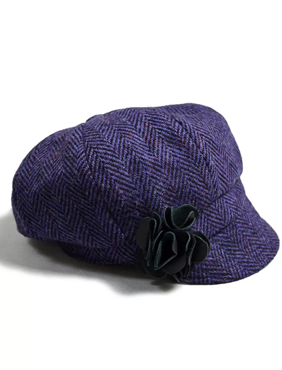 Caps & Hats<Glenaran Ladies Tweed Newsboy Hat - Dark Purple