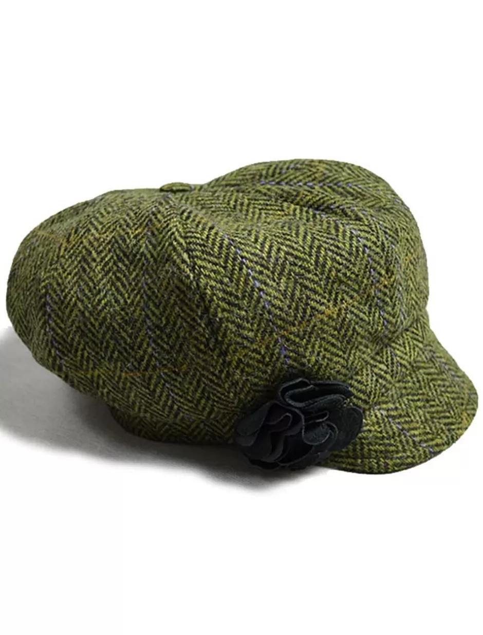 Caps & Hats<Glenaran Ladies Tweed Newsboy Hat - Light Green Plaid