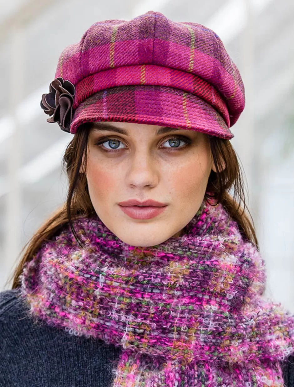 Caps & Hats<Glenaran Ladies Tweed Newsboy Hat - Pink Plaid