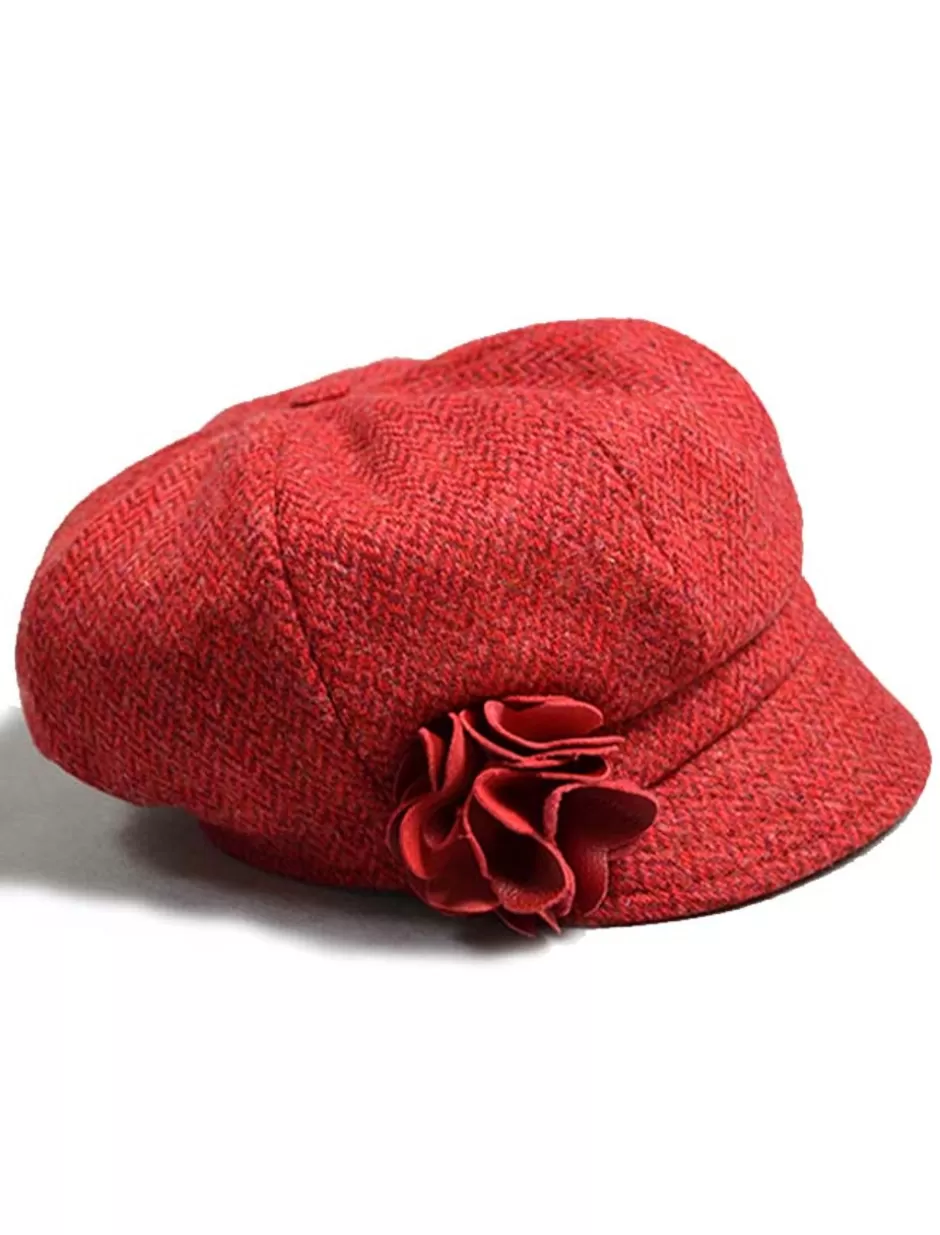 Caps & Hats<Glenaran Ladies Tweed Newsboy Hat - Red