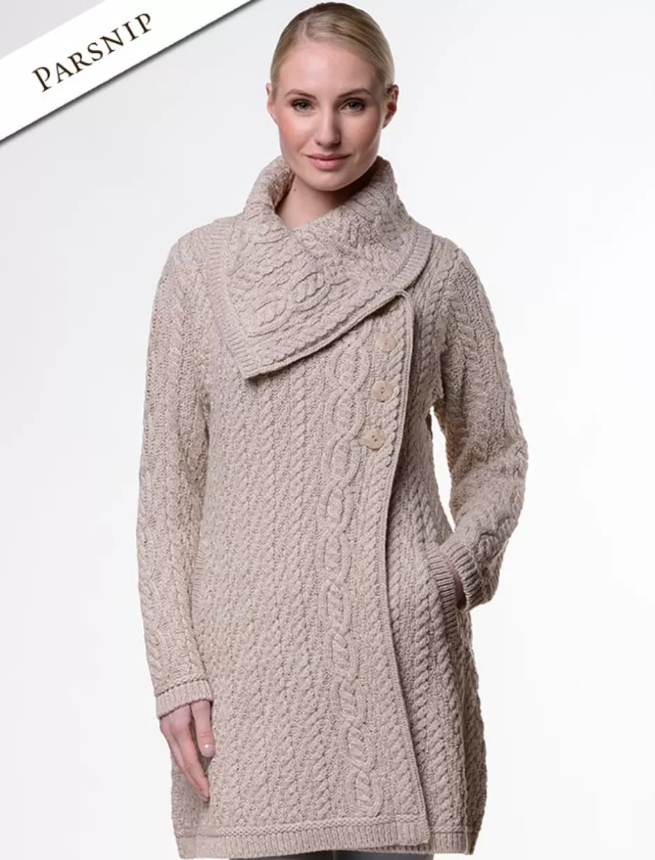 Cardigans, Jackets & Coatigans<Glenaran Large Collar Aran Coat