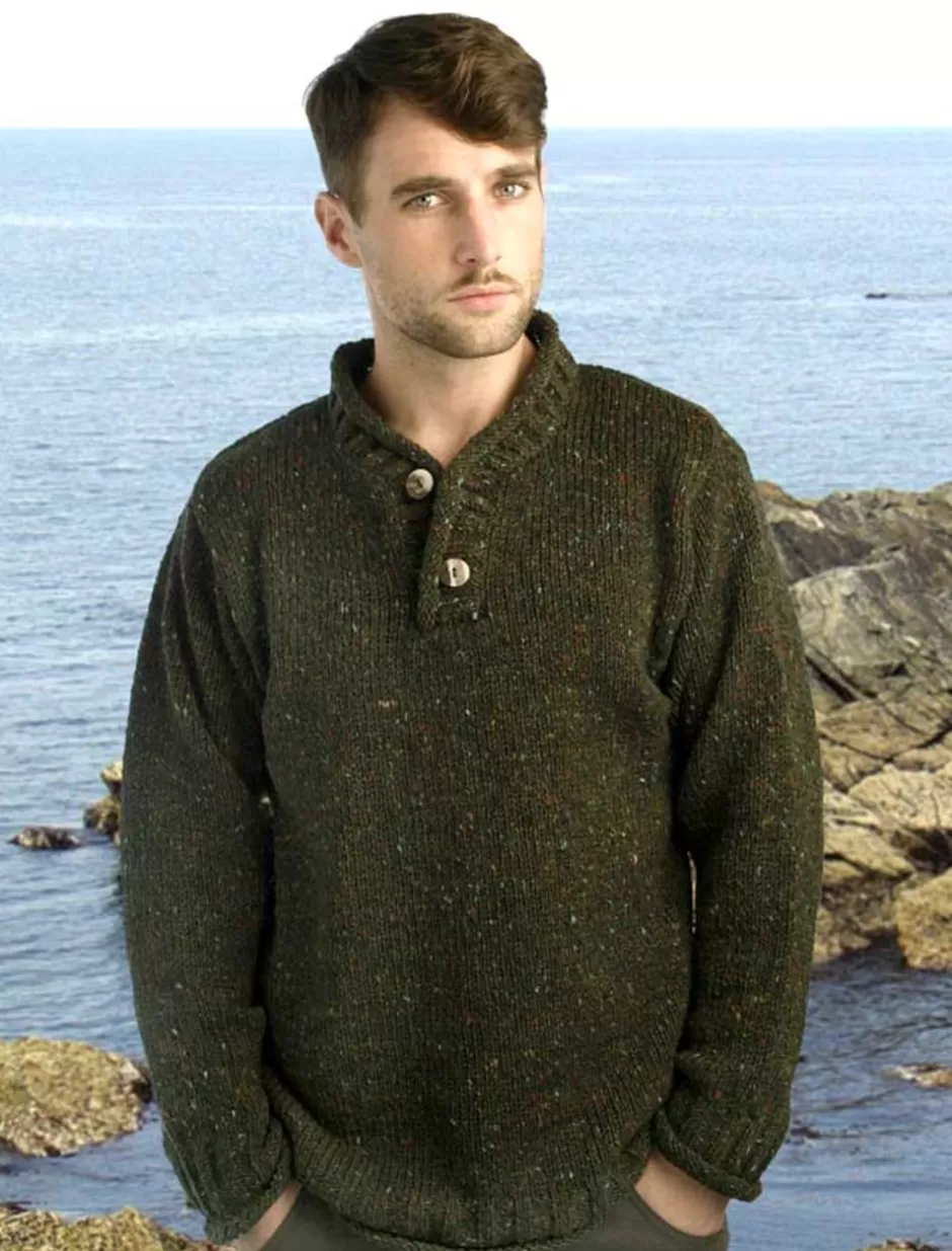 Sweaters<Glenaran Men's Donegal Tweed 2 Button Sweater