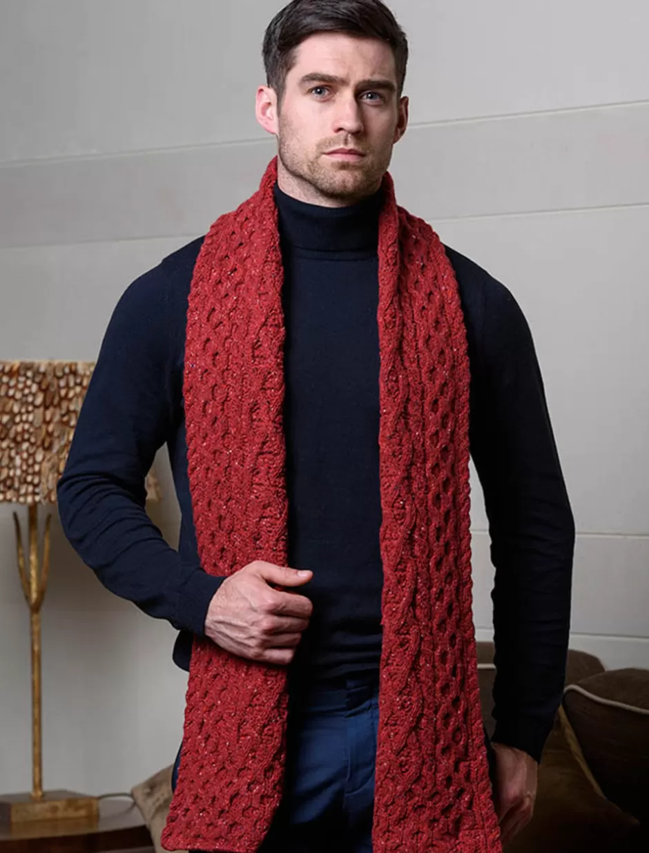 Knitted Wool Scarves<Glenaran Men's Wool Cashmere Aran Honeycomb Scarf