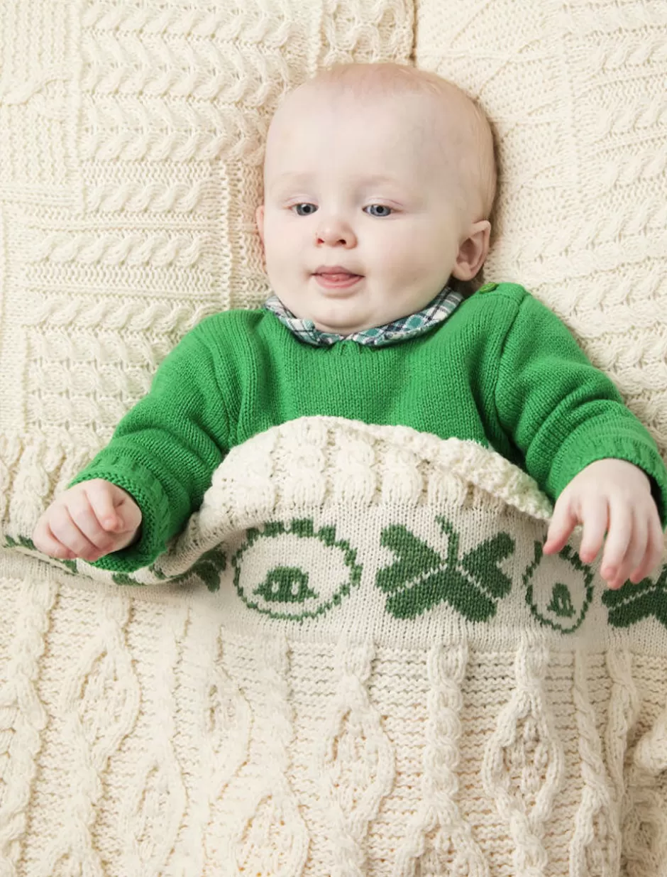 Knitted Wool Throws | Baby Blankets & Throws<Glenaran Merino Sheep & Shamrock Baby Throw