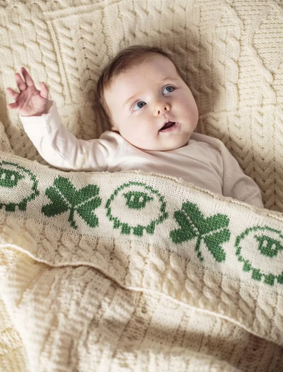 Knitted Wool Throws | Baby Blankets & Throws<Glenaran Merino Sheep & Shamrock Baby Throw