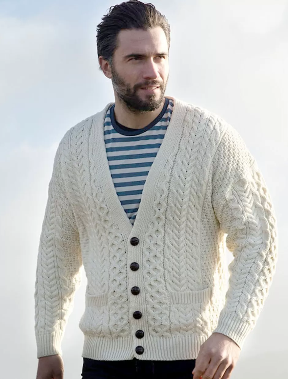 Cardigans, Jackets & Coats<Glenaran Merino Wool Aran Men's V-Neck Cardigan