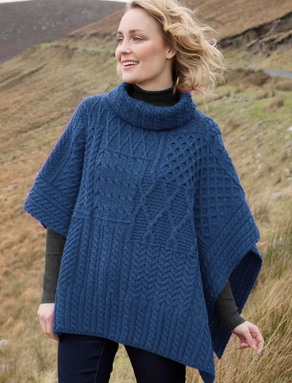 Ponchos, Capes & Shawls<Glenaran Merino Wool Patchwork Poncho with Collar