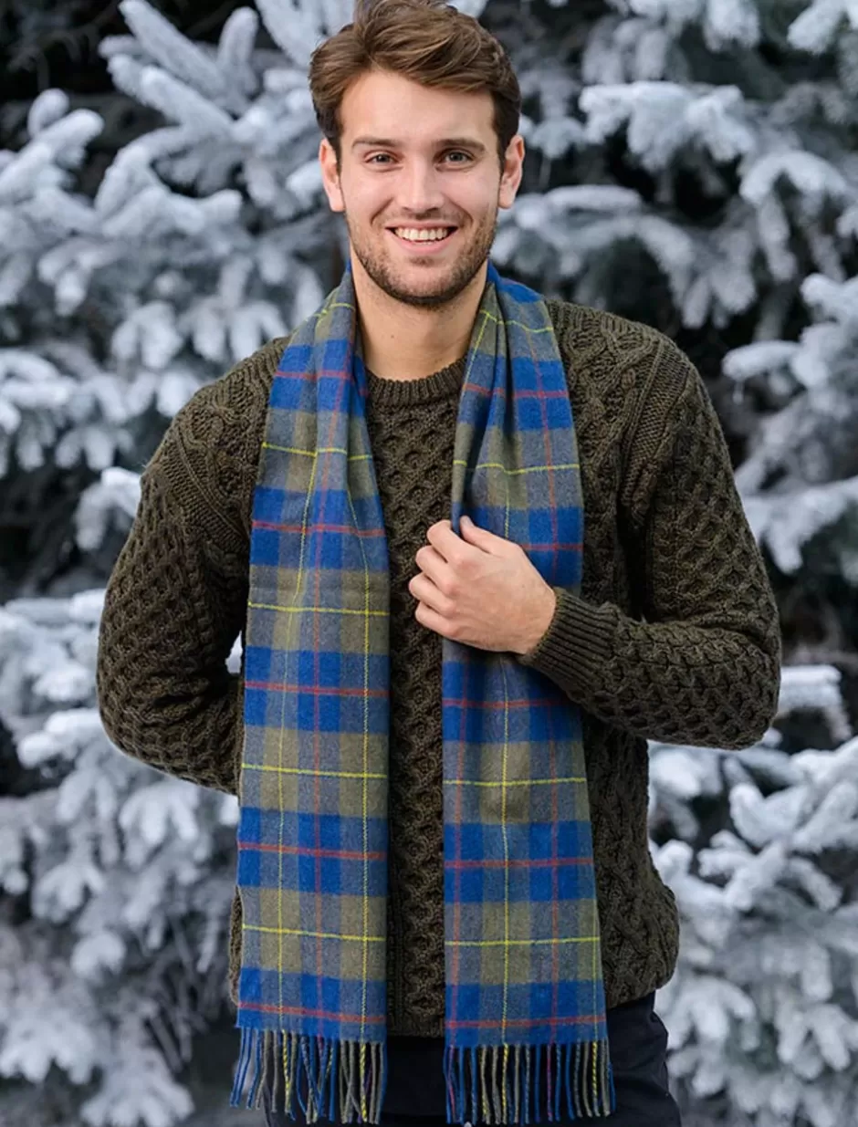 Plaid & Tartan Scarves | Lambswool Scarves<Glenaran Narrow Lambswool Checked Scarf - Blue Olive Plaid