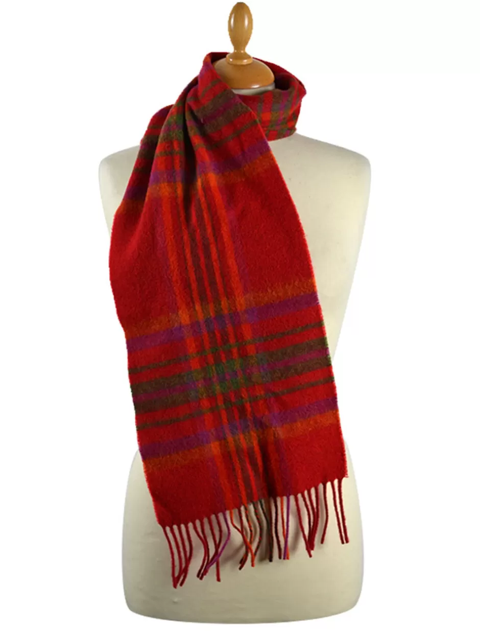 Plaid & Tartan Scarves | Lambswool Scarves<Glenaran Narrow Lambswool Checked Scarf - Red Pink Plaid