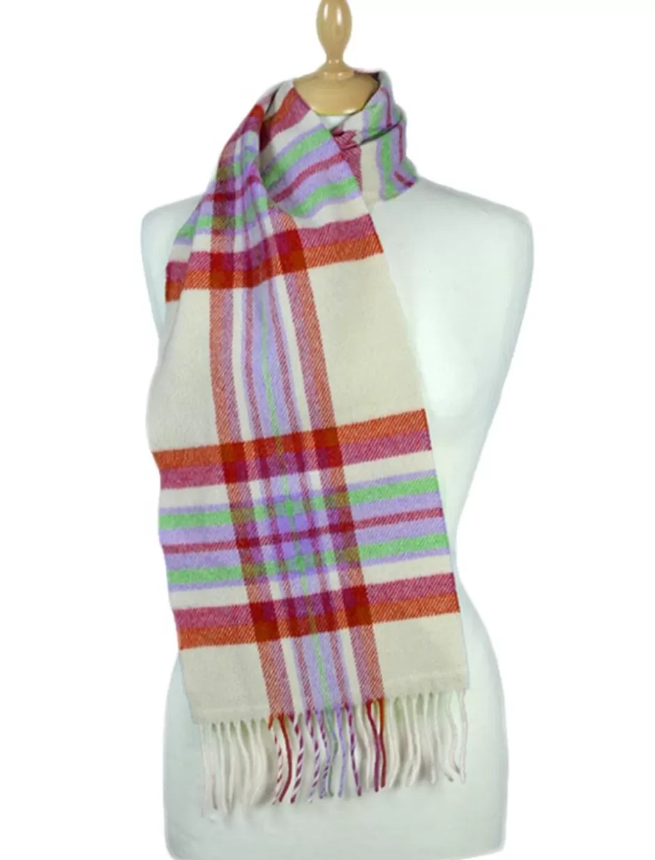 Plaid & Tartan Scarves | Lambswool Scarves<Glenaran Narrow Lambswool Plaid Scarf - Berries and Cream