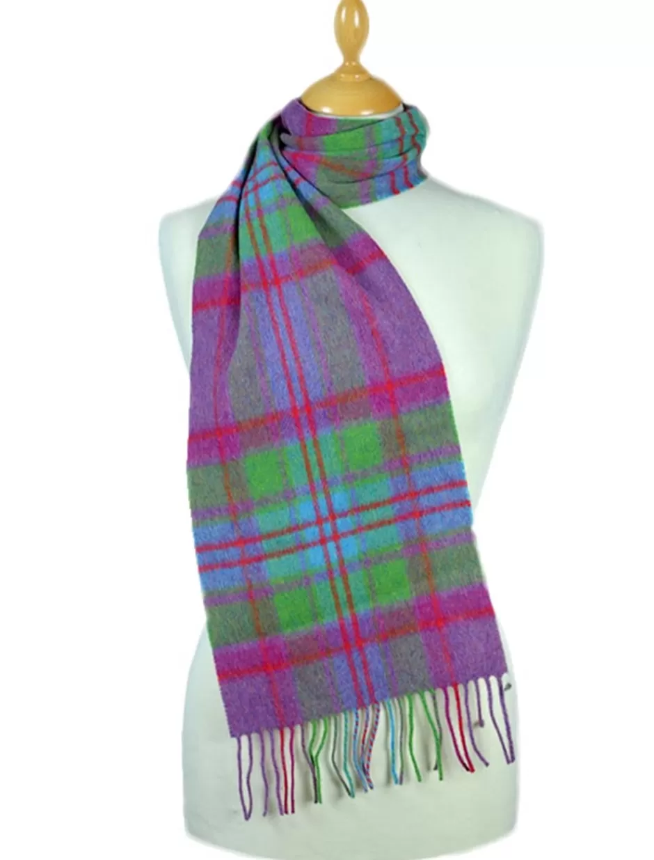 Plaid & Tartan Scarves | Lambswool Scarves<Glenaran Narrow Lambswool Plaid Scarf - Fuschia Green Blue