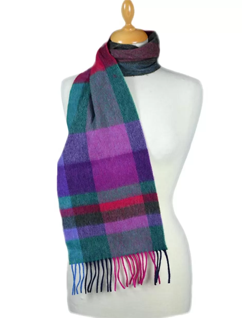 Plaid & Tartan Scarves | Lambswool Scarves<Glenaran Narrow Lambswool Plaid Scarf - Green Fuschia