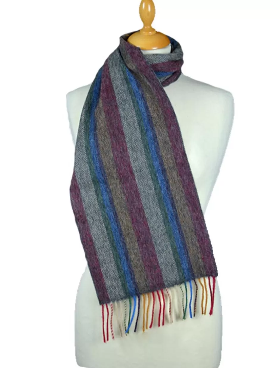 Striped Scarves | Herringbone Scarves<Glenaran Narrow Lambswool Striped Scarf - Multi-Colour Herringbone