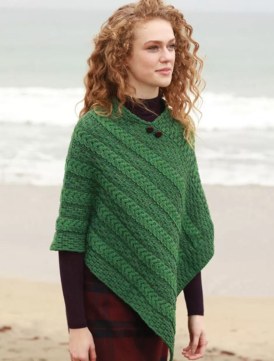 Ponchos, Capes & Shawls<Glenaran Plated Aran Poncho with Button Detail