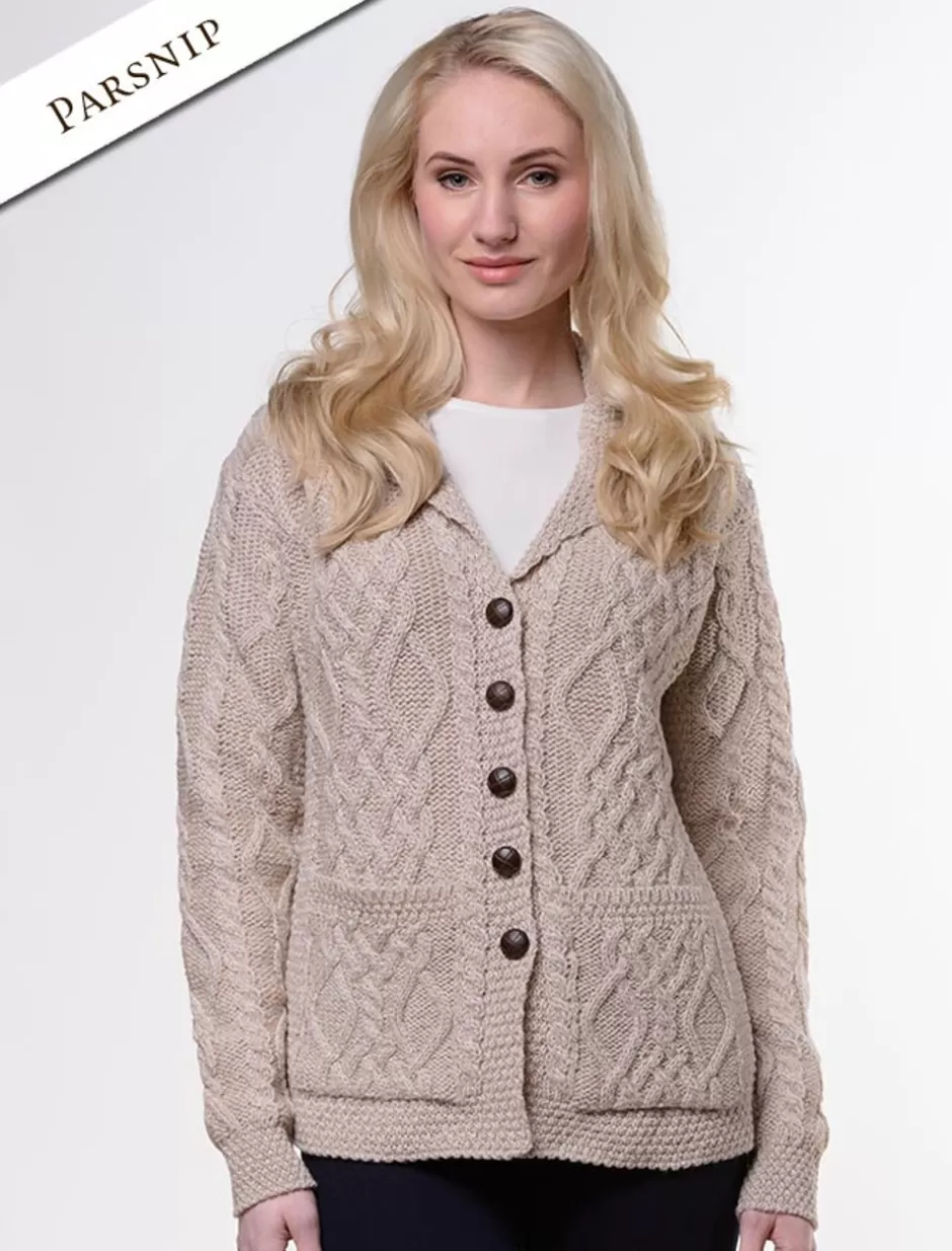 Cardigans, Jackets & Coatigans<Glenaran Revere Button Collar Aran Cardigan