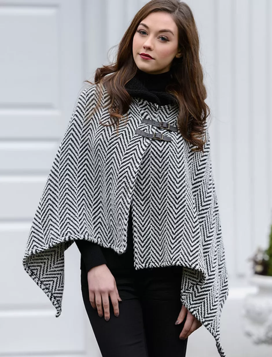 Ponchos, Capes & Shawls<Glenaran Shawl Collar Herringbone Poncho with Buckle Detail